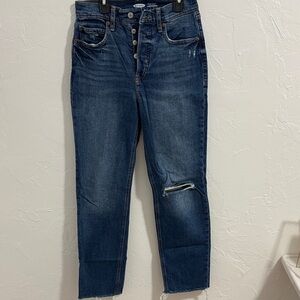 Old Navy Dark Blue Distressed Ankle Jeans